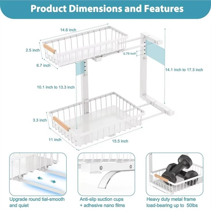 2 Tier Sliding Under Sink Organizer high quality
